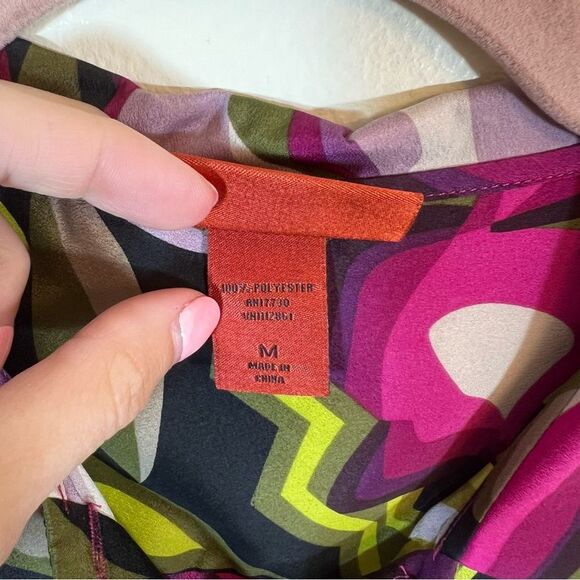 ✨ Missoni for Target Multicolor Abstract Blouse Retro Button Down Collared M - Picture 5 of 12
